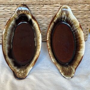 Pfaltsgraff #270 Stoneware Brown Drip Glaze USA Au Gratin Dish 22 oz Set of 2